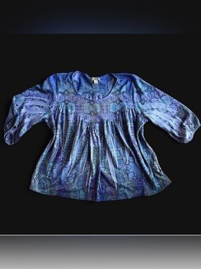 Y2K One World Paisley Embellished 3/4 Blouse